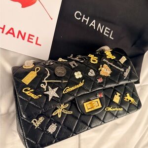 Black Embellished Charms Shoulder Bag